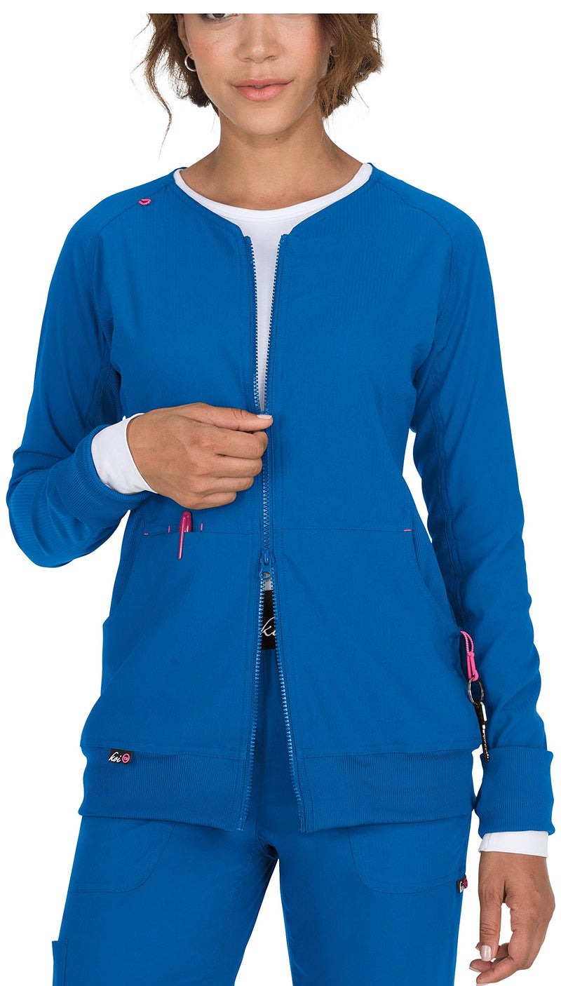 KOI Lite Clarity Women's 3-Pocket Stretch Jacket Royal Blue Small - Image 3